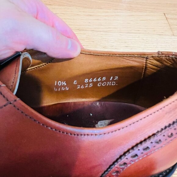 ALLEN EDMONDS Shoes Mens 10.5 D Ashland Walnut Brown Wingtip Oxford Derby - Picture 14 of 16